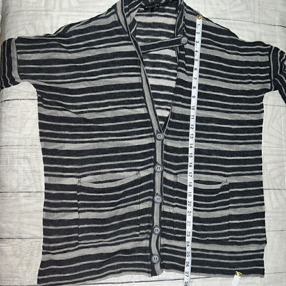 Beyond Yoga Striped Button Front Hooded Cardigan Pockets Oversized sz S Small - Picture 6 of 8